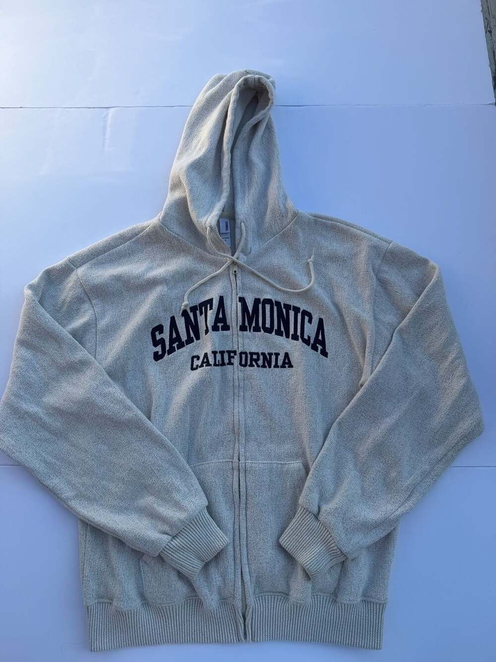 Teemax Santa Monica California Oatmeal Textured Full Zip Hoodie Size Small